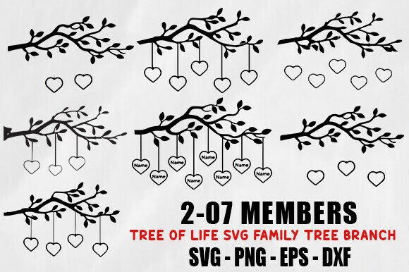 Family Tree Svg Bundle 2-07 Members Fami Review