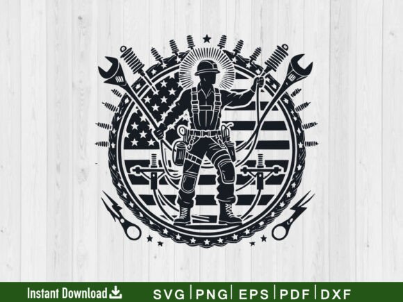 US Lineman Electrician Svg Silhouette Review