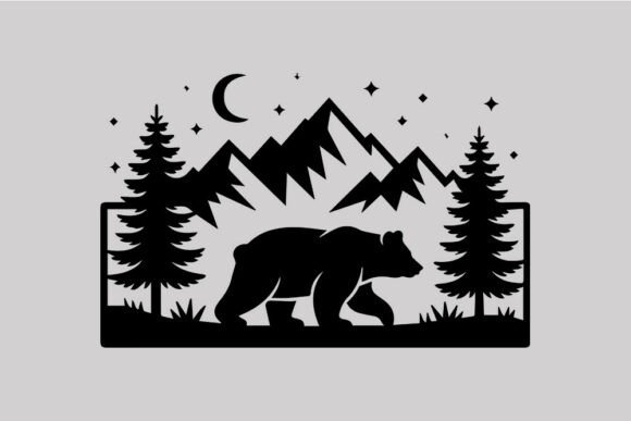 Wild Bear Mountain Silhouette SVG Nature Review